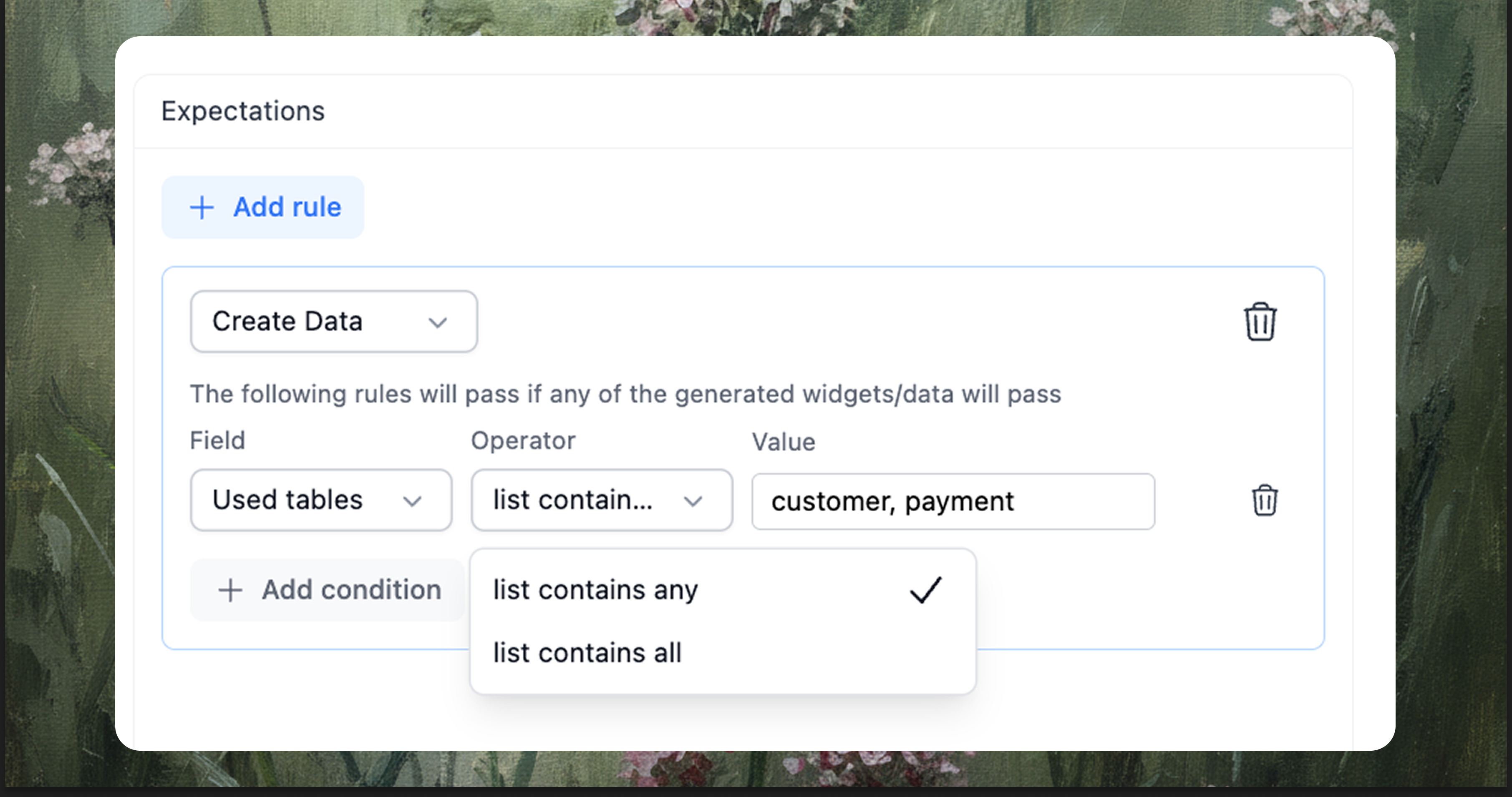 Expectation tables rule